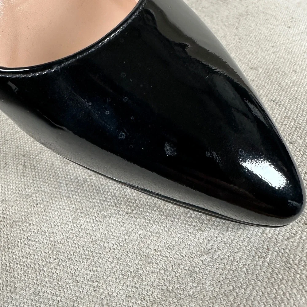 Stuart Weitzman Black Patent Leather Pointed Toe Pumps U281043 High Heel Size 8